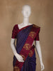 Navy Blue Dots Woven Pure Kanchipuram Silk Saree With Maroon Contrast Border