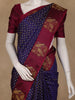 Navy Blue Dots Woven Pure Kanchipuram Silk Saree With Maroon Contrast Border