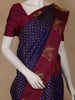 Navy Blue Dots Woven Pure Kanchipuram Silk Saree With Maroon Contrast Border