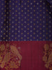 Navy Blue Dots Woven Pure Kanchipuram Silk Saree With Maroon Contrast Border