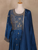 Navy Blue Embroidered Design Semi Silk Gown
