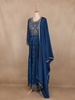 Navy Blue Embroidered Design Semi Silk Gown