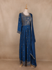 Navy Blue Embroidered Design Semi Silk Gown