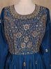 Navy Blue Embroidered Design Semi Silk Gown