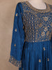 Navy Blue Embroidered Design Semi Silk Gown