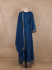 Navy Blue Embroidered Design Semi Silk Gown