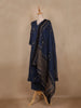 Navy Blue Ethnic Printed Design Cotton Straight Cut Salwar Suit with Dupatta