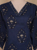 Navy Blue Ethnic Printed Design Cotton Straight Cut Salwar Suit with Dupatta