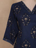 Navy Blue Ethnic Printed Design Cotton Straight Cut Salwar Suit with Dupatta