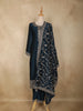 Navy Blue Flora Embroidered Design Georgette Straight Cut Salwar Suit