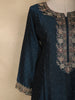 Navy Blue Flora Embroidered Design Georgette Straight Cut Salwar Suit