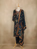 Navy Blue Floral And Paisley Printed Cotton Salwar Suit