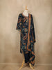 Navy Blue Floral And Paisley Printed Cotton Salwar Suit