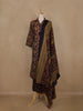 Navy Blue Floral And Paisley Printed Cotton Salwar Suit With Dupatta