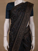 Navy Blue Floral Brocade Design Banarasi Silk Saree - Diadem