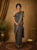 Navy Blue Floral Butta Printed Cotton Saree