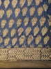 Navy Blue Floral Butta Printed Cotton Saree