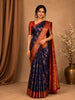 Navy Blue Floral Design Banarasi Silk Saree
