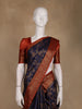 Navy Blue Floral Design Banarasi Silk Saree