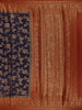 Navy Blue Floral Design Banarasi Silk Saree