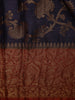 Navy Blue Floral Design Banarasi Silk Saree
