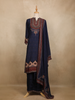 Navy Blue Floral Design Cotton Salwar Suit