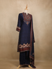 Navy Blue Floral Design Cotton Salwar Suit