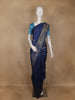 Navy Blue Floral Designed Semi Tussar Saree