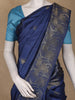 Navy Blue Floral Designed Semi Tussar Saree