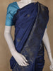 Navy Blue Floral Designed Semi Tussar Saree