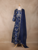 Navy Blue Floral Design Georgette Gown