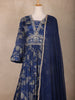 Navy Blue Floral Design Georgette Gown