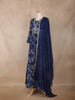 Navy Blue Floral Design Georgette Gown