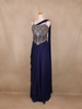 Navy Blue Floral Design Georgette Gown