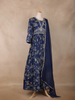 Navy Blue Floral Design Georgette Gown
