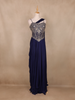 Navy Blue Floral Design Georgette Gown