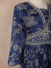 Navy Blue Floral Design Georgette Gown