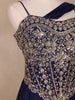 Navy Blue Floral Design Georgette Gown
