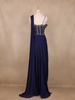 Navy Blue Floral Design Georgette Gown