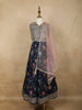 Navy Blue Floral Design Georgette Kids Lehenga