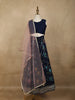 Navy Blue Floral Design Georgette Kids Lehenga