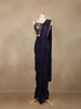 Navy Blue Floral Design Georgette Ready To Wear Saree with Designer Blouse
