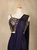 Navy Blue Floral Design Georgette Ready To Wear Saree with Designer Blouse