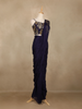 Navy Blue Floral Design Georgette Ready To Wear Saree with Designer Blouse