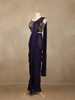 Navy Blue Floral Design Georgette Ready To Wear Saree with Designer Blouse