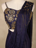 Navy Blue Floral Design Georgette Ready To Wear Saree with Designer Blouse