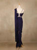 Navy Blue Floral Design Georgette Ready To Wear Saree with Designer Blouse