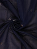 Navy Blue Floral Design Kota Cotton Saree With Silver Border