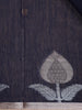 Navy Blue Floral Design Kota Cotton Saree With Silver Border