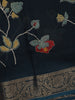 Navy Blue Floral Design Linen Cotton Saree